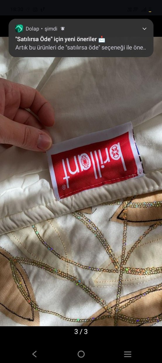 Brillant Nakışlı Parlak Beyaz Yatak Örtüsü - Görsel 3