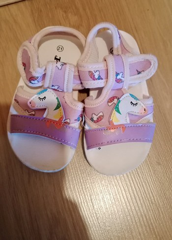 Kız Çocuk Pembe Unicorn Baskılı Cırt Cırtlı Terlik - Görsel 3