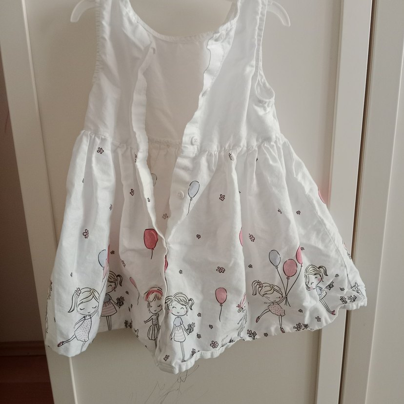 Kolsuz Beyaz Pamuklu Kız Elbisesi - Görsel 3