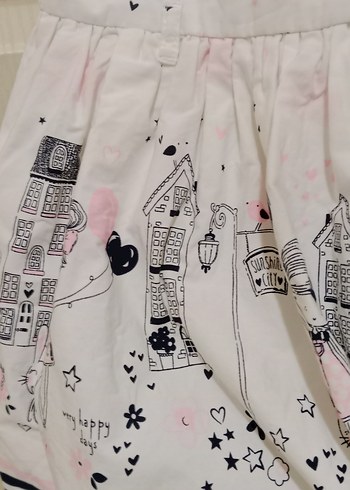 Kız Çocuk Beyaz V Yakalı Fırfırlı Elbise - Görsel 3