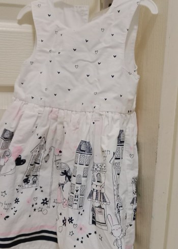 Kız Çocuk Beyaz V Yakalı Fırfırlı Elbise - Görsel 2