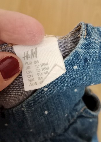 Kız Çocuk Mavi Kot Elbise V Yakalı - Görsel 4