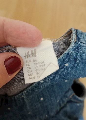 Kız Çocuk Mavi Kot Elbise V Yakalı - Görsel 3