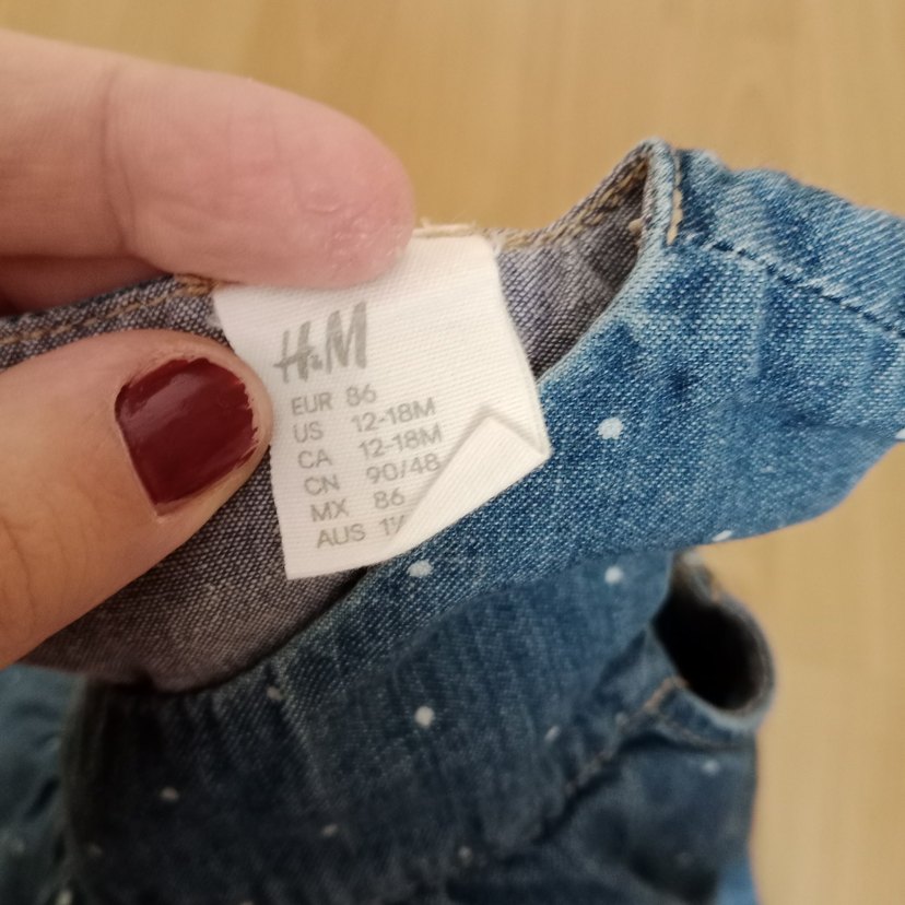 Kız Çocuk Mavi Kot Elbise V Yakalı - Görsel 4