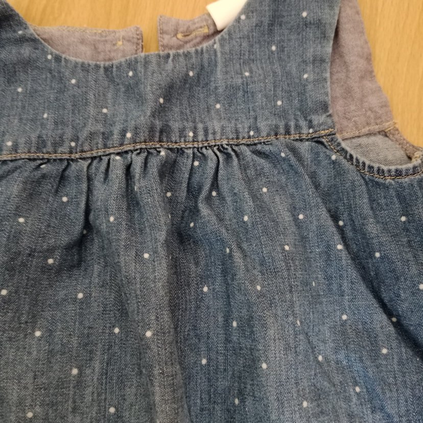 Kız Çocuk Mavi Kot Elbise V Yakalı - Görsel 2