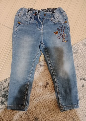 Diğer Kız Çocuk Nakışlı Düğmeli Kot Pantolon