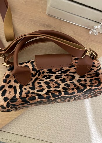 Kahverengi Leopar Desenli Deri Kadın Çanta - Görsel 2