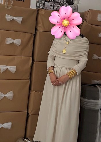 Omuz Detaylı Beyaz Uzun Abiye Elbise - Görsel 2