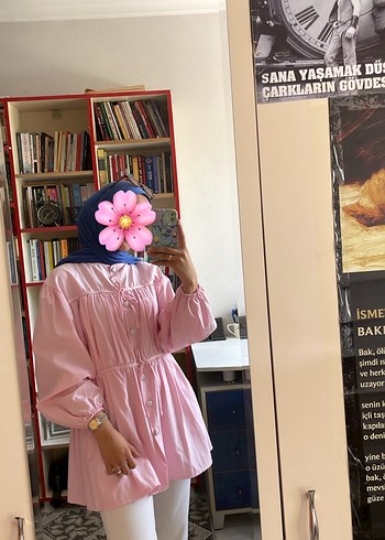 Pembe Bağlama Desenli Uzun Kollu Tunik - Görsel 2