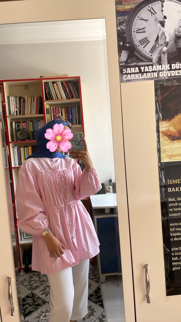 Pembe Bağlama Desenli Uzun Kollu Tunik - Görsel 2