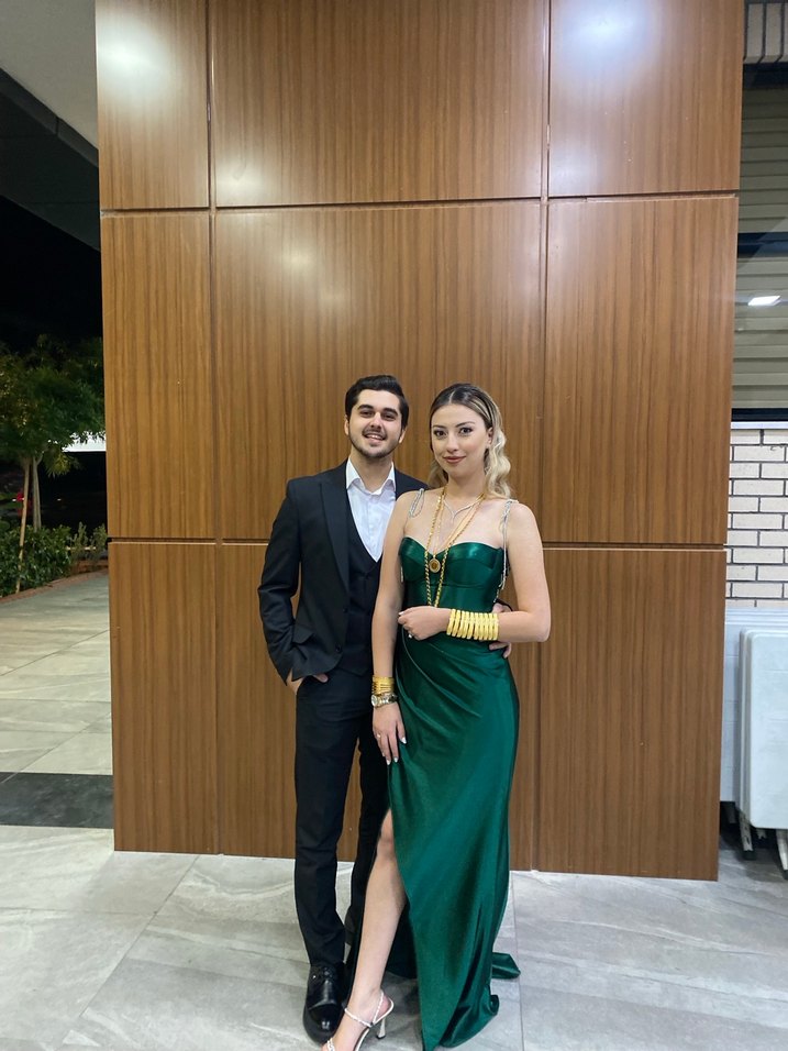 Drapeli, Taşlı askılı,uzun abiye elbise - Görsel 2