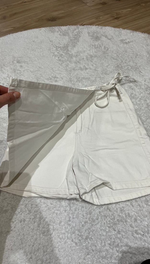 Pamuk Beyaz Mini şort etek - Görsel 3