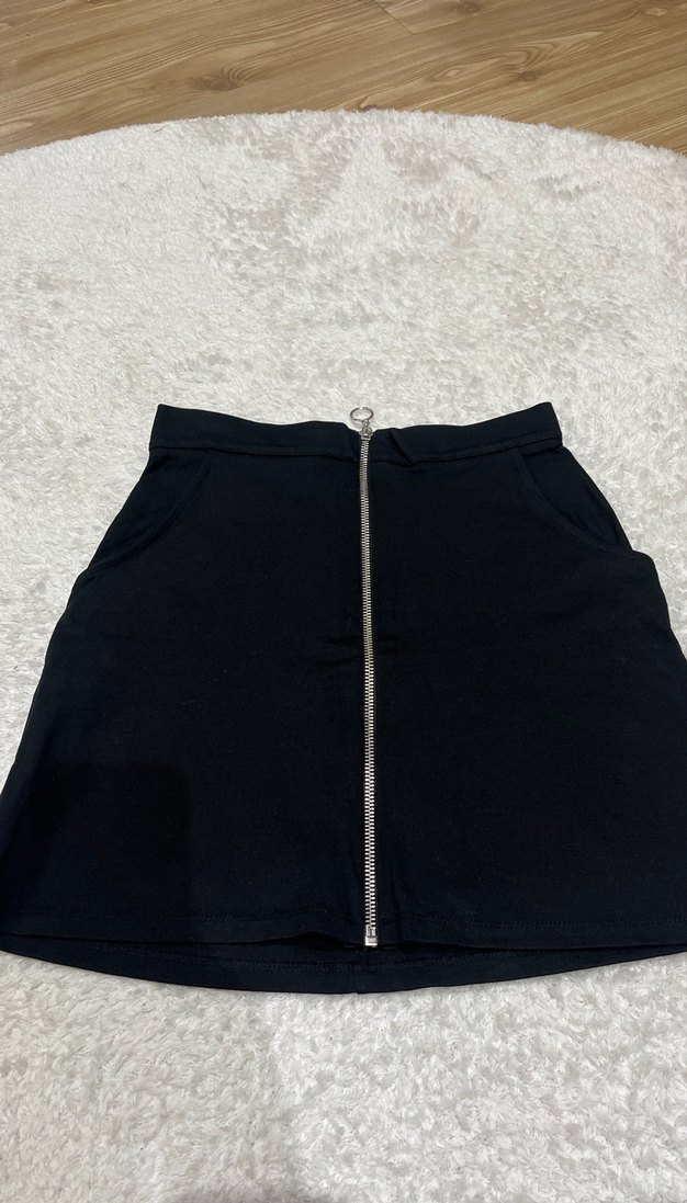 Fermuarlı Siyah Mini Etek - Görsel 2