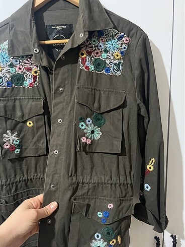 Haki yeşili desenli kot  ceket - Görsel 3