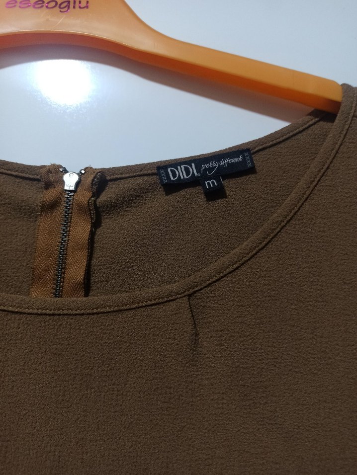 Sütlü Kahve kumaş elbise kırışmaz ofis için 42_44 beden - Görsel 2