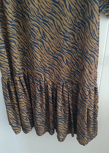 Zara Kadın Kahverengi Zebra Desenli Uzun Elbise