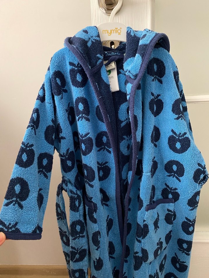 Erkek Çocuk Kapüşonlu Mavi Bornoz - Görsel 2