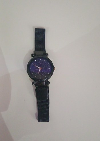 Koyu Siyah Parıltılı Kadın Kol Saati Mıknatıslı - Görsel 2