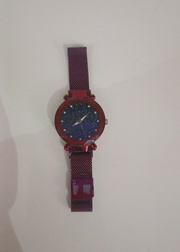Bordo Renkli Kadın Kol Saati Mıknatıslı - Görsel 2