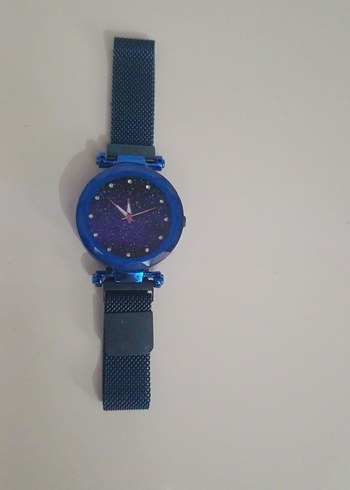 Koyu Mavi Parlak Taşlı Kadın Kol Saati Mıknatıslı - Görsel 2