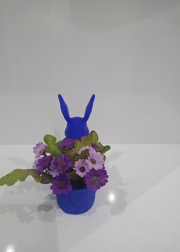 Mavi Tavşan Figürlü Saksı - Görsel 4