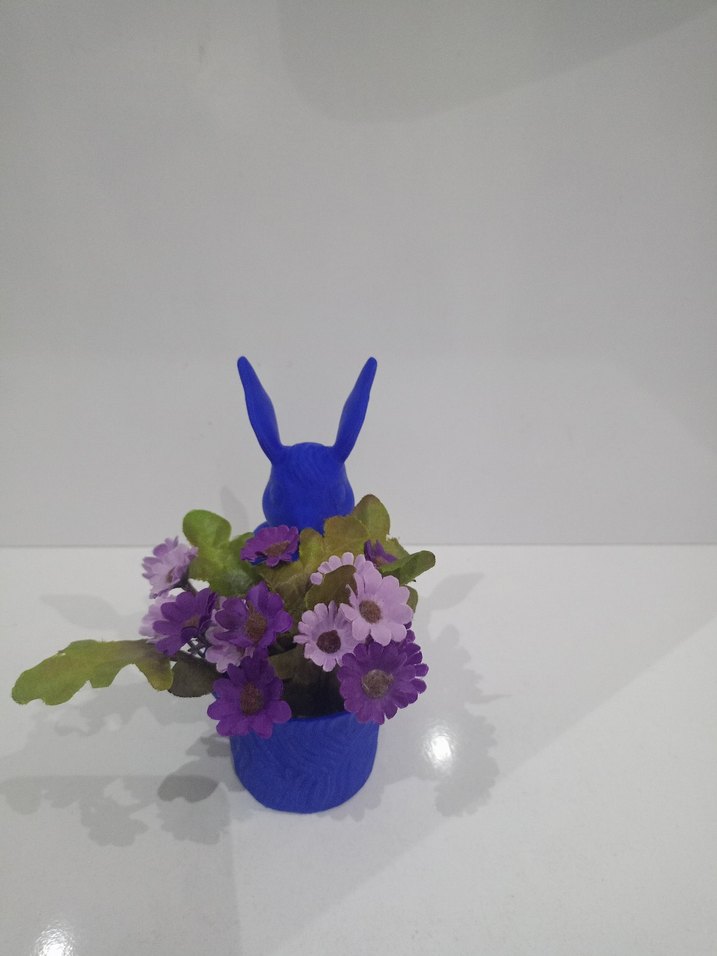 Mavi Tavşan Figürlü Saksı - Görsel 4