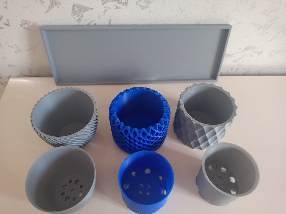 Mavi ve Gri Desenli Kaktüs Saksı Seti - Görsel 2