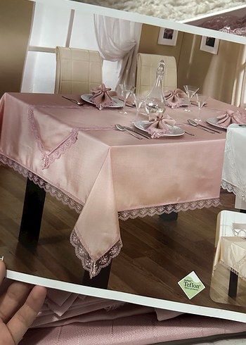 Fransız dantelli 12 kişilik masa örtüsü seti - Görsel 4