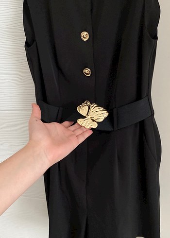 Siyah Kemerli gold detaylı tulum - Görsel 7