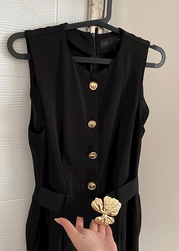 Siyah Kemerli gold detaylı tulum - Görsel 8