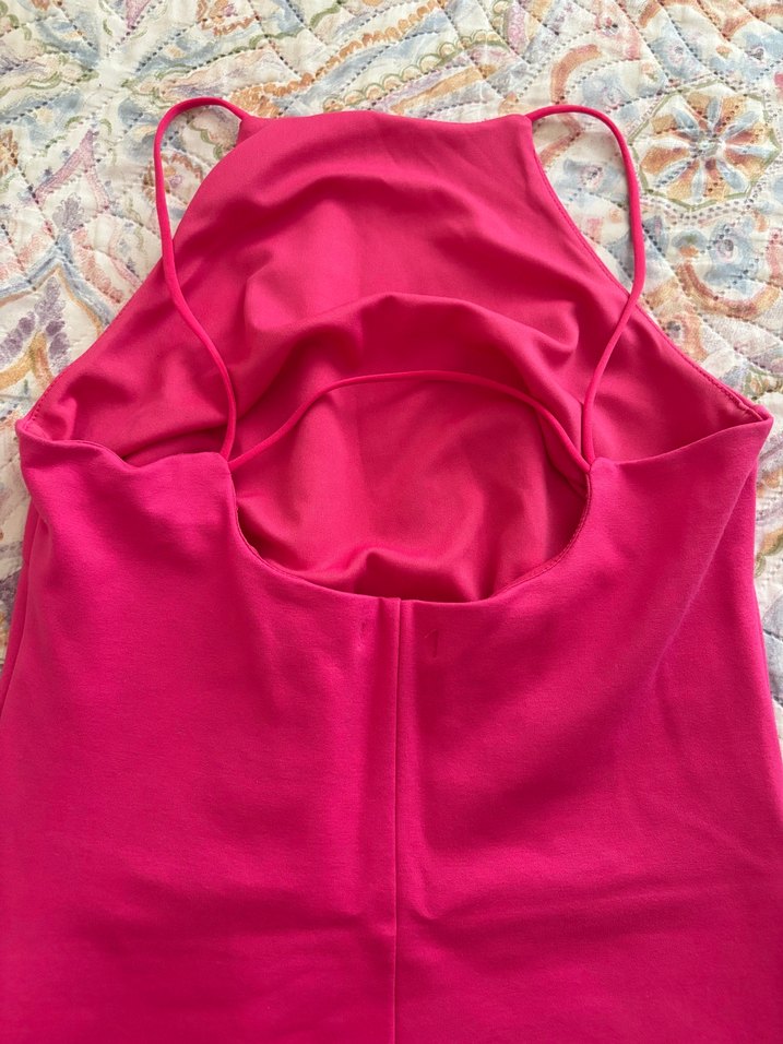 Pembe Yüksek Yakalı Drapeli Uzun Elbise - Görsel 2