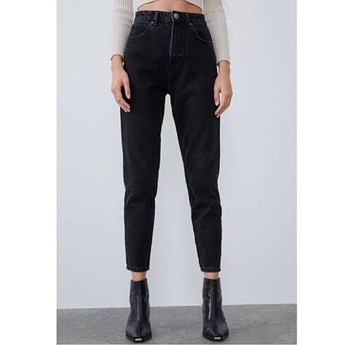 Zara siyah yüksek bel mom jean