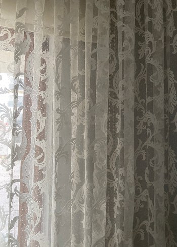 Modern Klasik İşlemeli Beyaz Tül Perde - Görsel 2