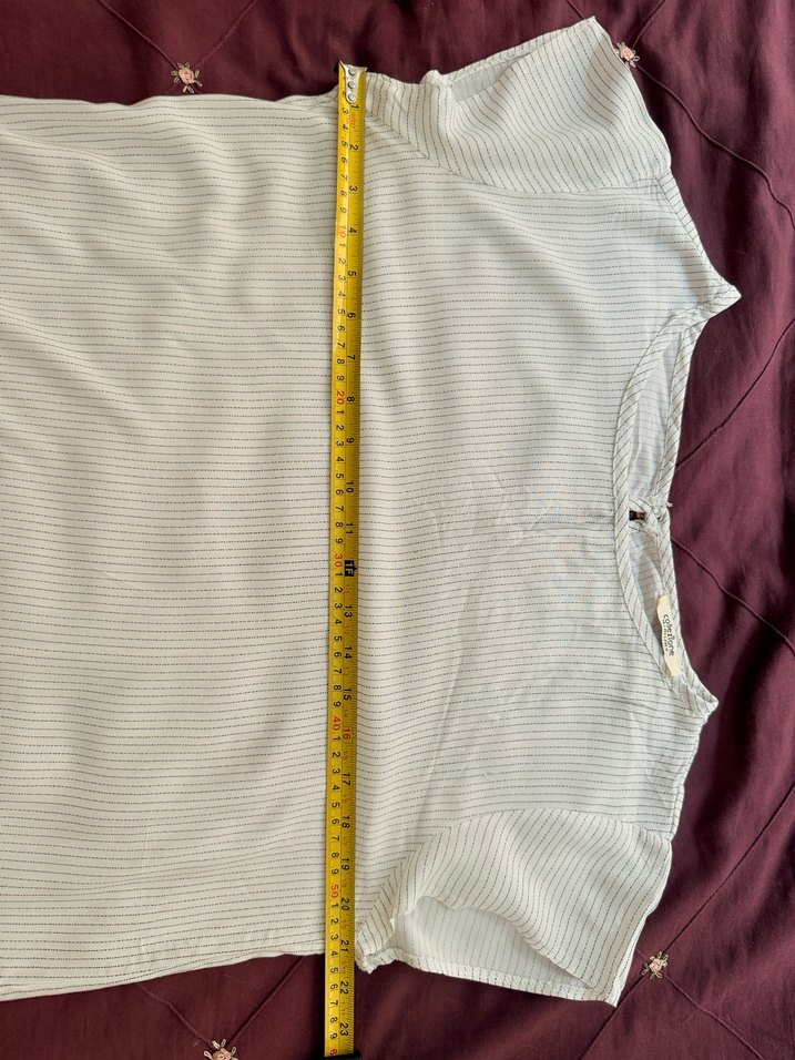 Kadın Çizgili Kısa Kollu Bluz - Görsel 5