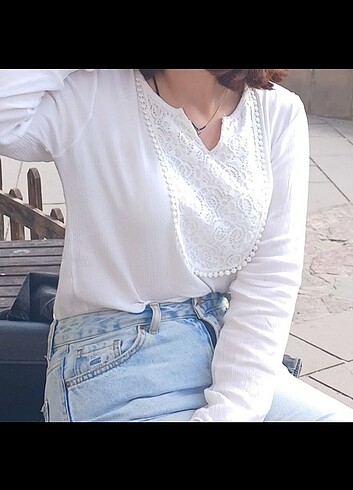 Beyaz bluz ince 
