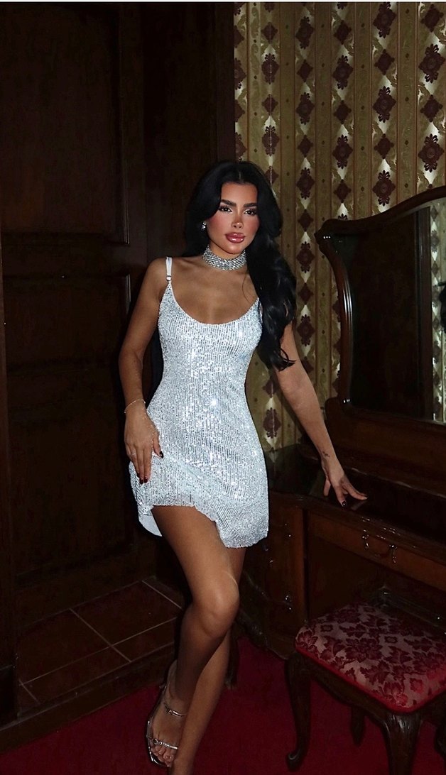 Beyaz Mini Payetli Elbise - Görsel 2