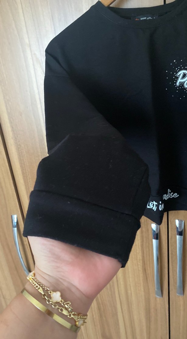 Kadın Siyah Sweatshirt - Görsel 3