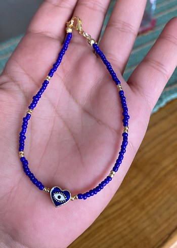 Accessorize Mavi Boncuklu Mini Bohem Kalp halhal