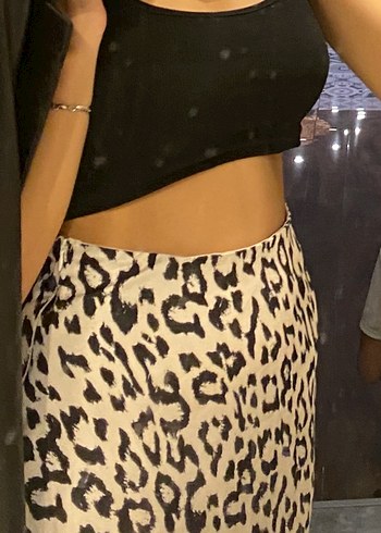 Trendyol & Milla Leopar Desenli saten Etek