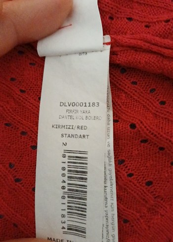Kırmızı fırfır yaka  delikli Kolsuz Bolero - Görsel 6