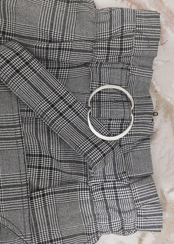 Bershka Gri Kemerli Salaş Kadın Kumaş Pantolon