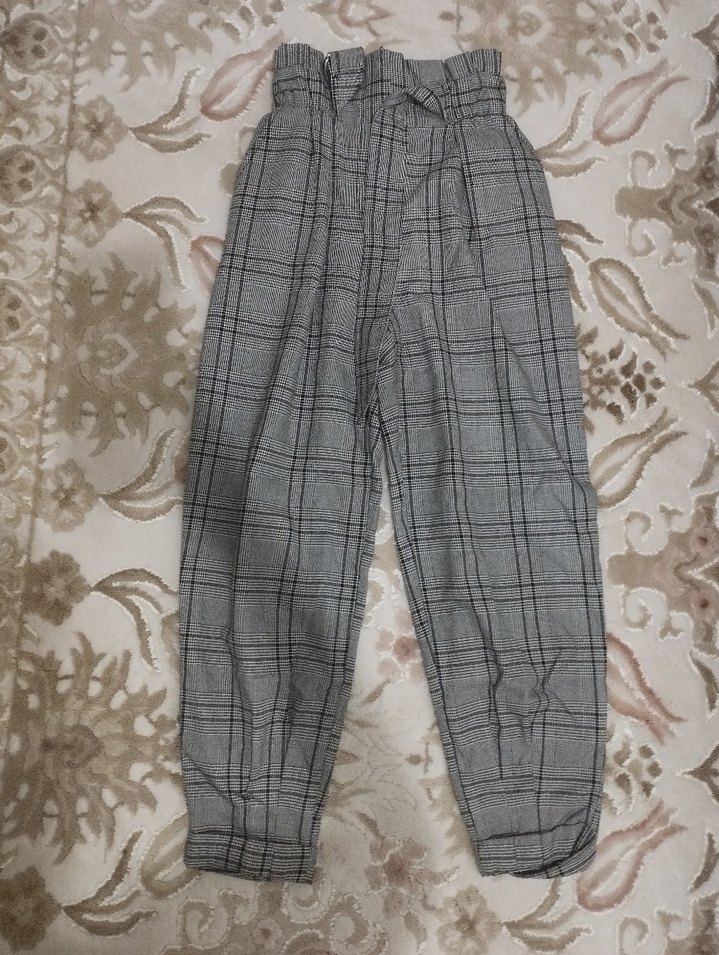 Gri Kemerli Salaş Kadın Kumaş Pantolon - Görsel 2