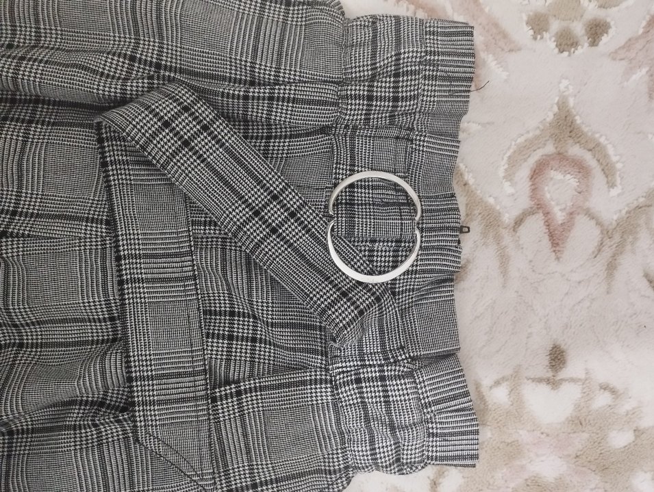 Gri Kemerli Salaş Kadın Kumaş Pantolon - Görsel 3