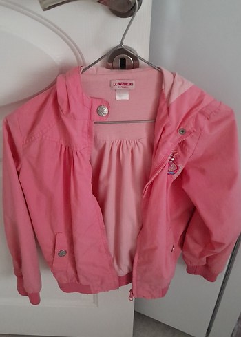 Kız Çocuk Pembe Düğmeli Yağmurluk