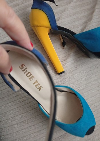 39,5 Beden Renkli Tokalı Stiletto Kadın Abiye Ayakkabı