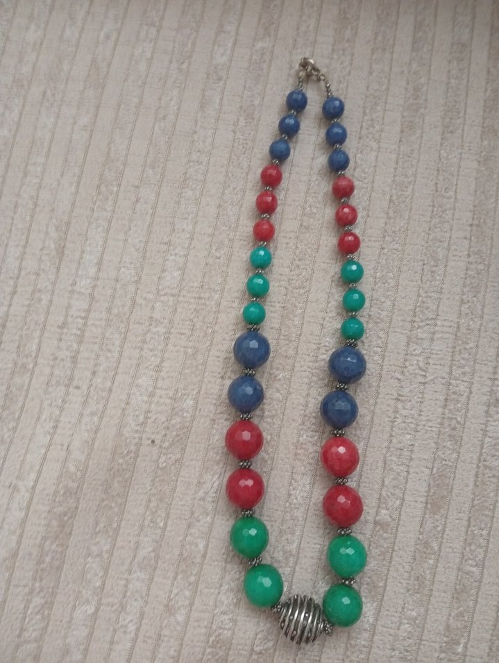 Renkli doğal taş  Bohem Kolye - Görsel 4