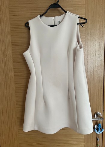 Krem Mini zara Kolsuz Kadın Elbise