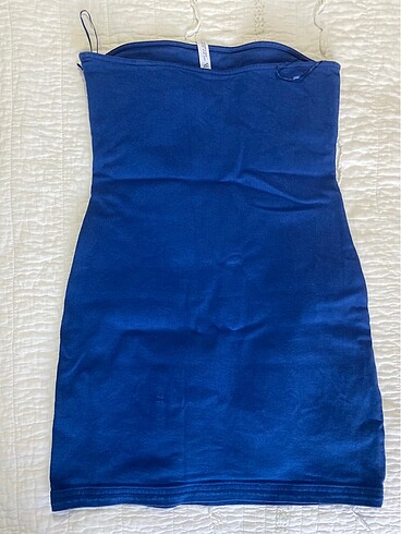 Zara zara denim straplez mini elbise