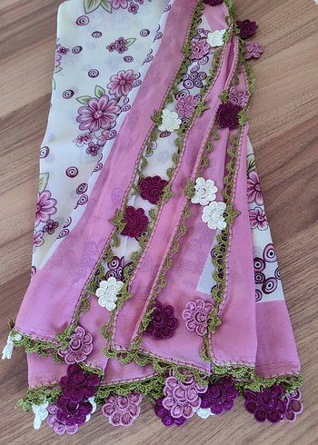 Armine Dantel Detaylı Mor Bohem Kadın Fular
