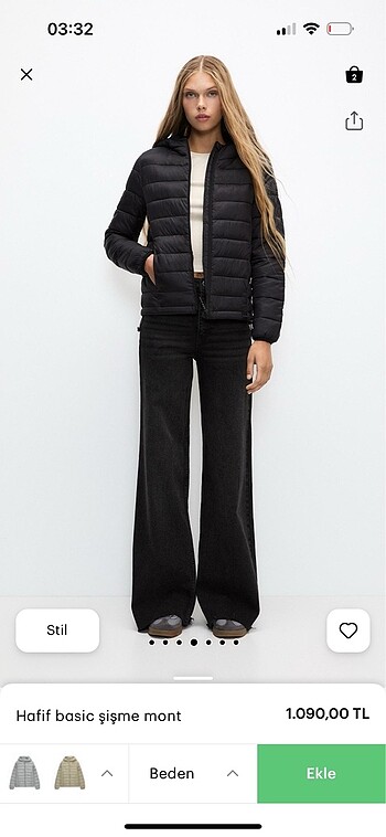 Pull and Bear pull&bear şişme mont